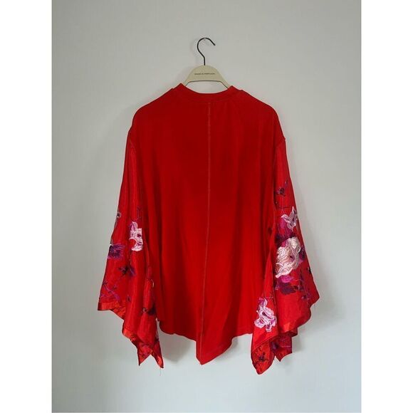 FREE PEOPLE Womens Top Sydneys Tuesday Relaxed Fire Orange Red Size Medium - Picture 6 of 6